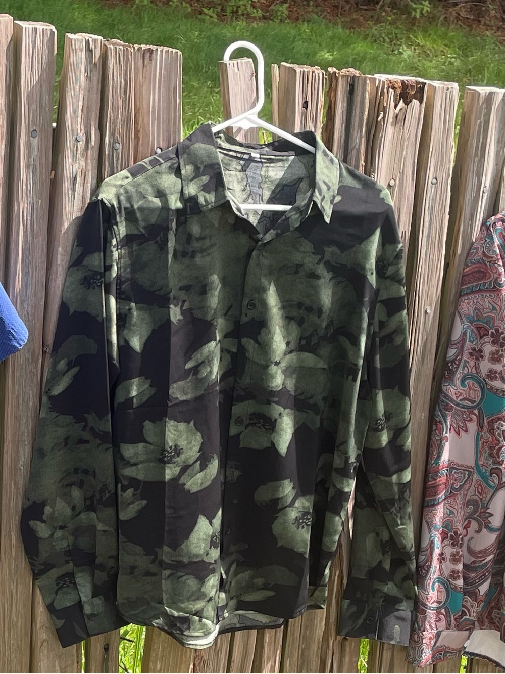Men's floral long-Sleeve Button-Down Shirt - Classic Casual